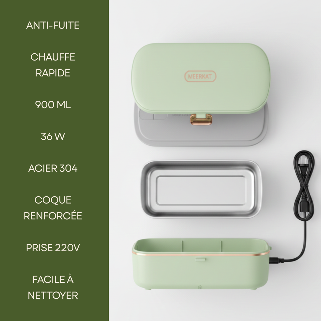 Lunch Box Chauffante Électronique Portable – Chauffe en 15 min, Compacte & Nomade