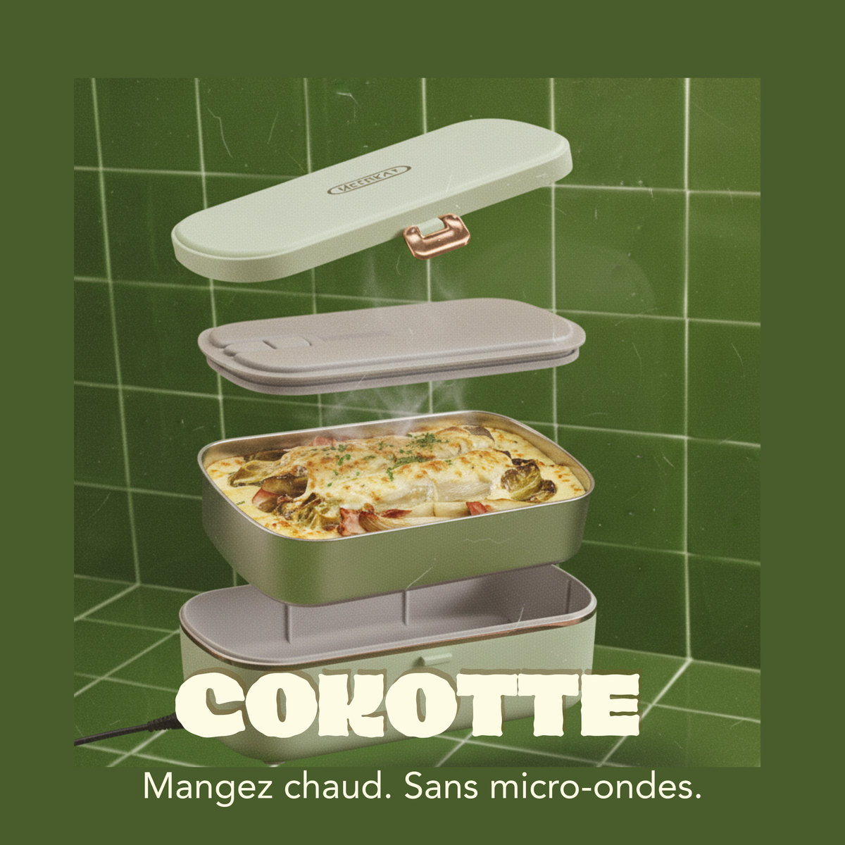 Lunch Box Chauffante Électronique Portable – Chauffe en 15 min, Compacte & Nomade