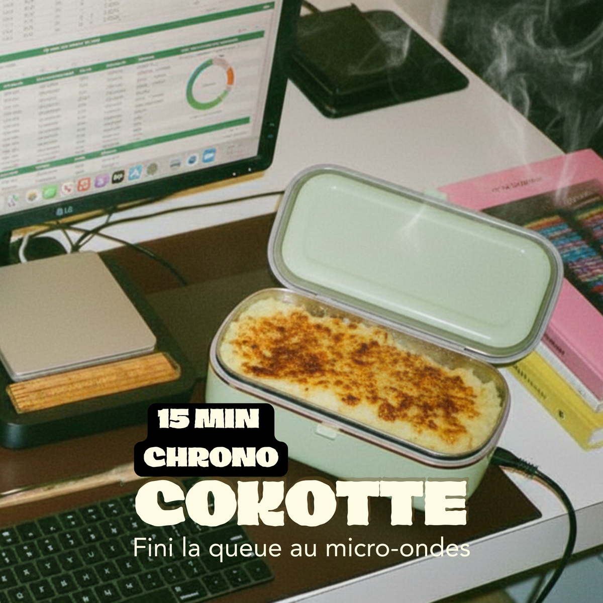 Lunch Box Chauffante Électronique Portable – Chauffe en 15 min, Compacte & Nomade